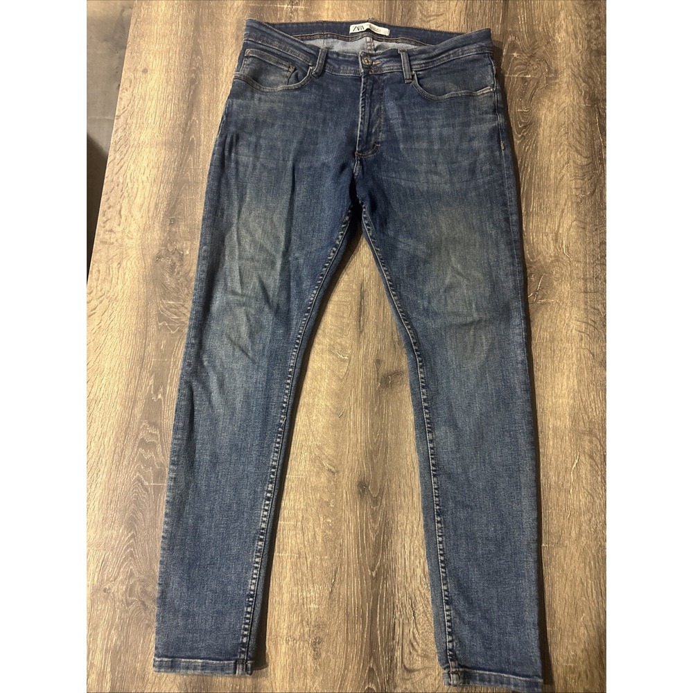 Zara Denim Wear Jeans Mens Dnwr Blue Skinny Cotton Stretch Pants Size 32